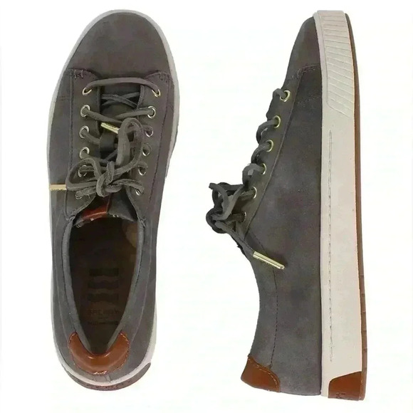 Sperry Women’s Vulcanized Anchor Plushwave Suede Gray Shoes Sz 8.5 - Picture 1 of 9